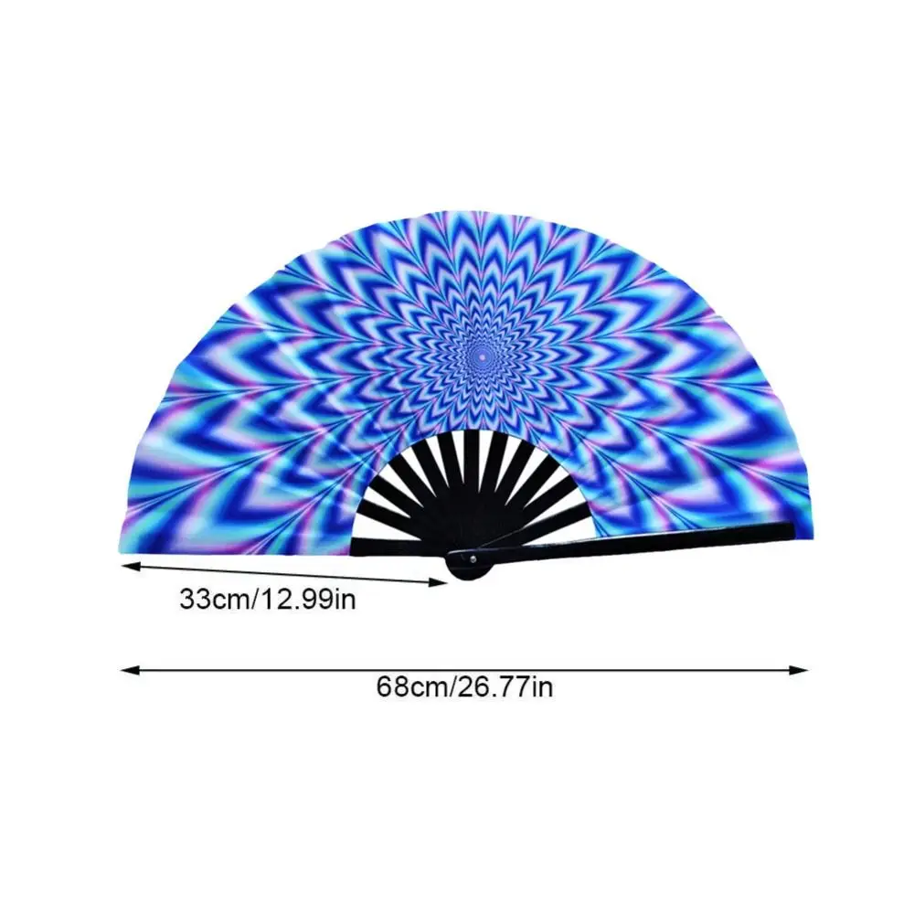 European Style 33 Cm Kung Fu Fan Gradient Colorful Large Folding Hand Fan Personality Foldable Hand Rave Fan Performance