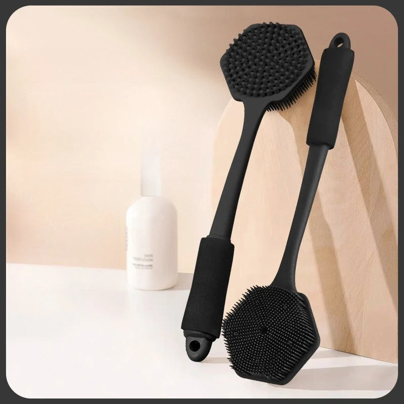 

Silicone Bath Brush Massage Cleaning Brush Bathroom Double-sided Long Handle Brush Lazy Back Rub Bath Brush