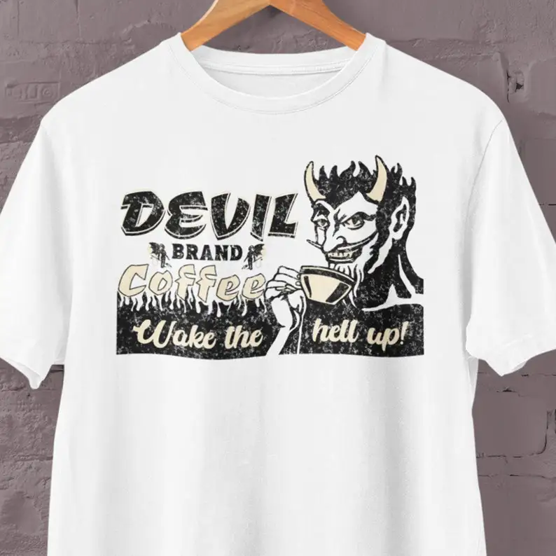 Retro Devil Brand Coffee T-Shirt, Coffee Lovers T Shirt, Great Gift for Coffee Lovers, Unisex Comfort Colors