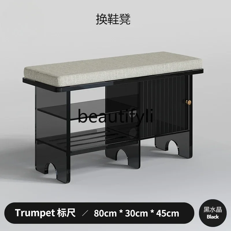 

ss D Acrylic entry door shoe change stool soft bag seat cushion shoe cabinet integrated