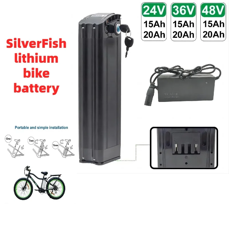 

48V 20AH 15AH Silverfish battery pack for 800W 500W 250W motor 24V 36V 48V18650 Ebike Battery Pack+Charger