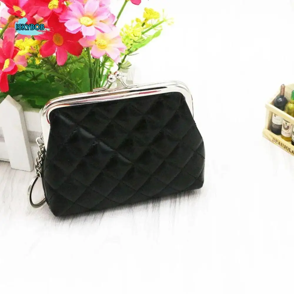 Portamonete creativo con bottone in metallo, portamonete in pelle PU con portachiavi, pochette, portafoglio, custodia per rossetto, portafoglio piccolo regalo