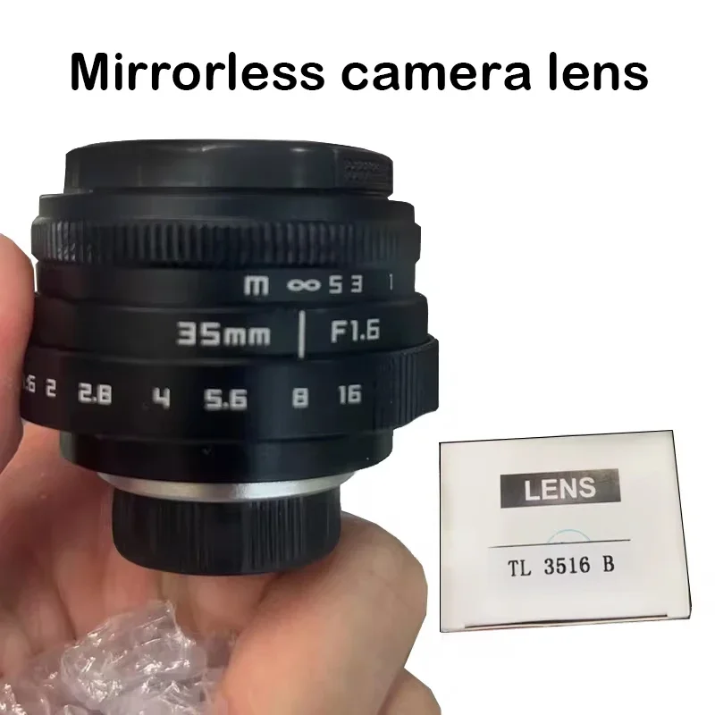 Mini 35mm f1.6 APS-C foco manual mf prime lente de câmera + montagem de anel c para canon eos nikon 1 fuji C-FX sony nex olympus micro 4/3