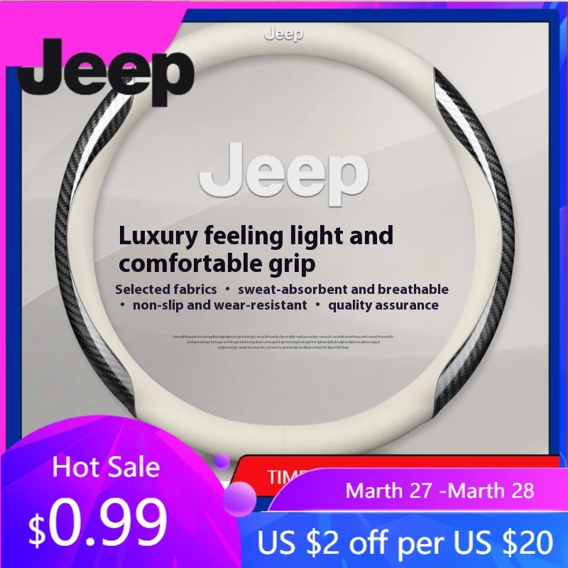 

For Jeep Car Carbon Fiber Leather Steering Wheel Cover For Jeep Grand Cherokee Compass Wrangler JK Patriot Commander Gladiato