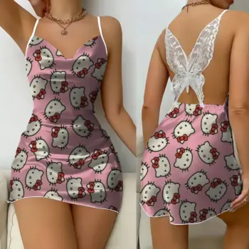 שמלה ללא גב כתף שלום קיטי שמלות קצרות שמלות קצרות פיג 'מה חצאית סאטן משטח קשת נשים אופנה קיץ 2024