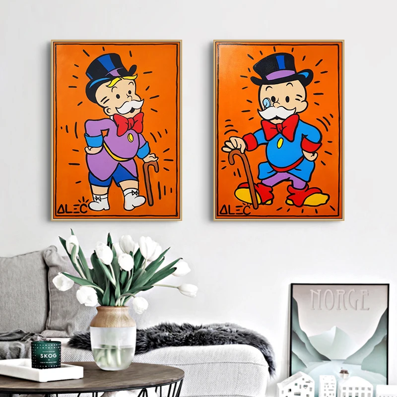 الكرتون شهم ريتش مان أليك احتكار الملصقات والمطبوعات قماش لوحات صور فنية للجدران لغرفة المعيشة ديكور لا الإطار