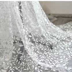 130CM Wide Off White Color Tulle Mesh Embroidery Leaves Lace Fabric Windows Decoration DIY Sewing Lace Accessory 2023 1 Meter