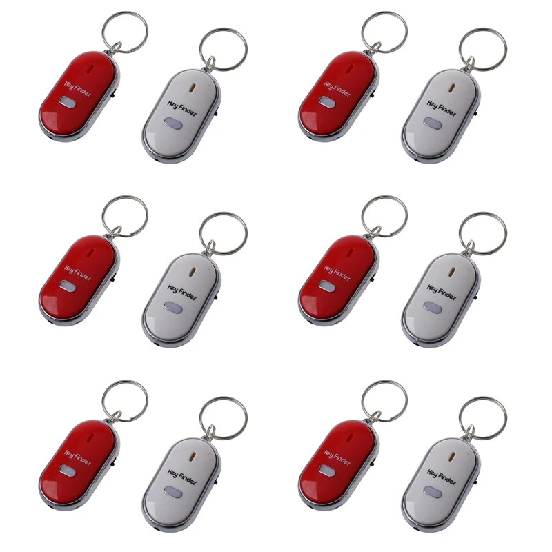 2025 New-12Pcs Whistle Lost Key Finder Flashing Beeping Locator Remote Keychain LED Ring