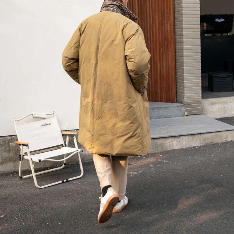 Chaqueta de plumón larga y gruesa para hombre, Parka informal de negocios con estilo Vintage para invierno