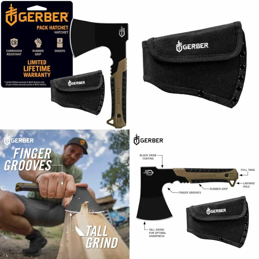 

Gear Pack Hatchet - 3.5" Steel Blade Axe with Full Tang - Survival, Bushcraft and Camping Gear - with Mountable Nylon Sheath -