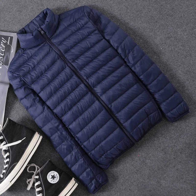

Men's Lightweight down Cotton Jaet Hooded Striped Warmth Small Cotton Coat Outerwear Casual Pure Color Spring Autumn