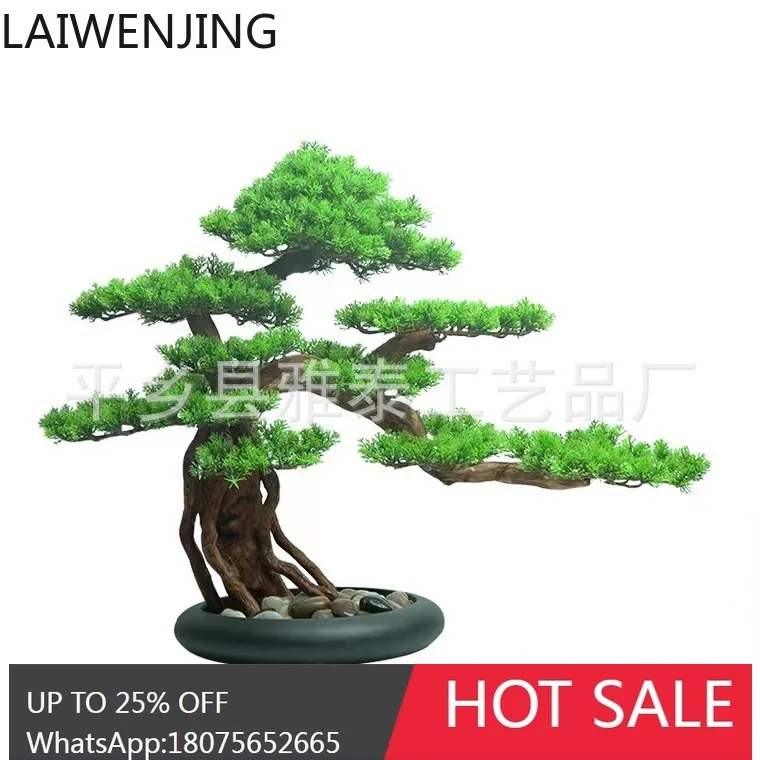 HLZ New Chinese Style Artificial Bonsai Welcoming Pine Ornament Entrance Screen Cabinet Living Room Decoration