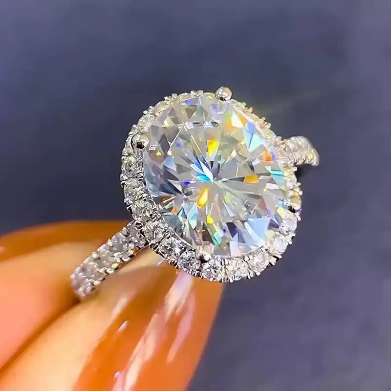 

TEN CARATS 1-2 карата Элегантное овальное обручальное кольцо с муассанитом для женщин, блестящий блеск из стерлингового серебра 925 пробы, роскошные ювелирные изделия в подарок