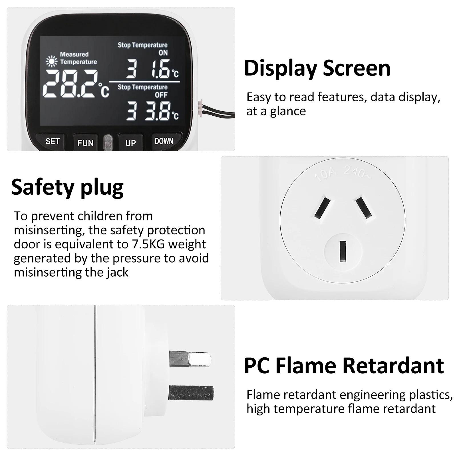 Picture 5: 240V 10A Temperature Controller Socket Digital Display Smart Thermostat Fish Tank Touch Screen Preset Timer Switch Cooling