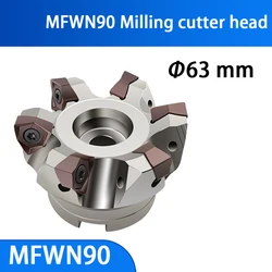 63mm MFWN 90 degree right angle milling cutter head Double sided hexagonal heavy cutting fast feed milling cutter head Suitable