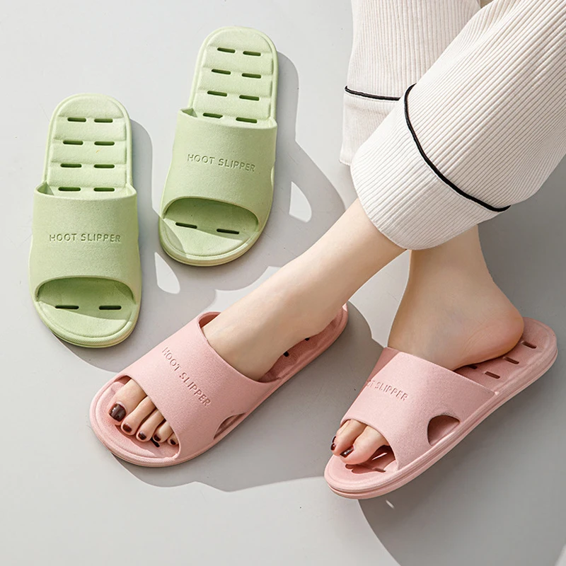 Feslishoet Unisex EVA Non Slip Soft Bottom Leaking Shower Man Woman Home Slippers Punching Bathroom Quick Drying Slipper