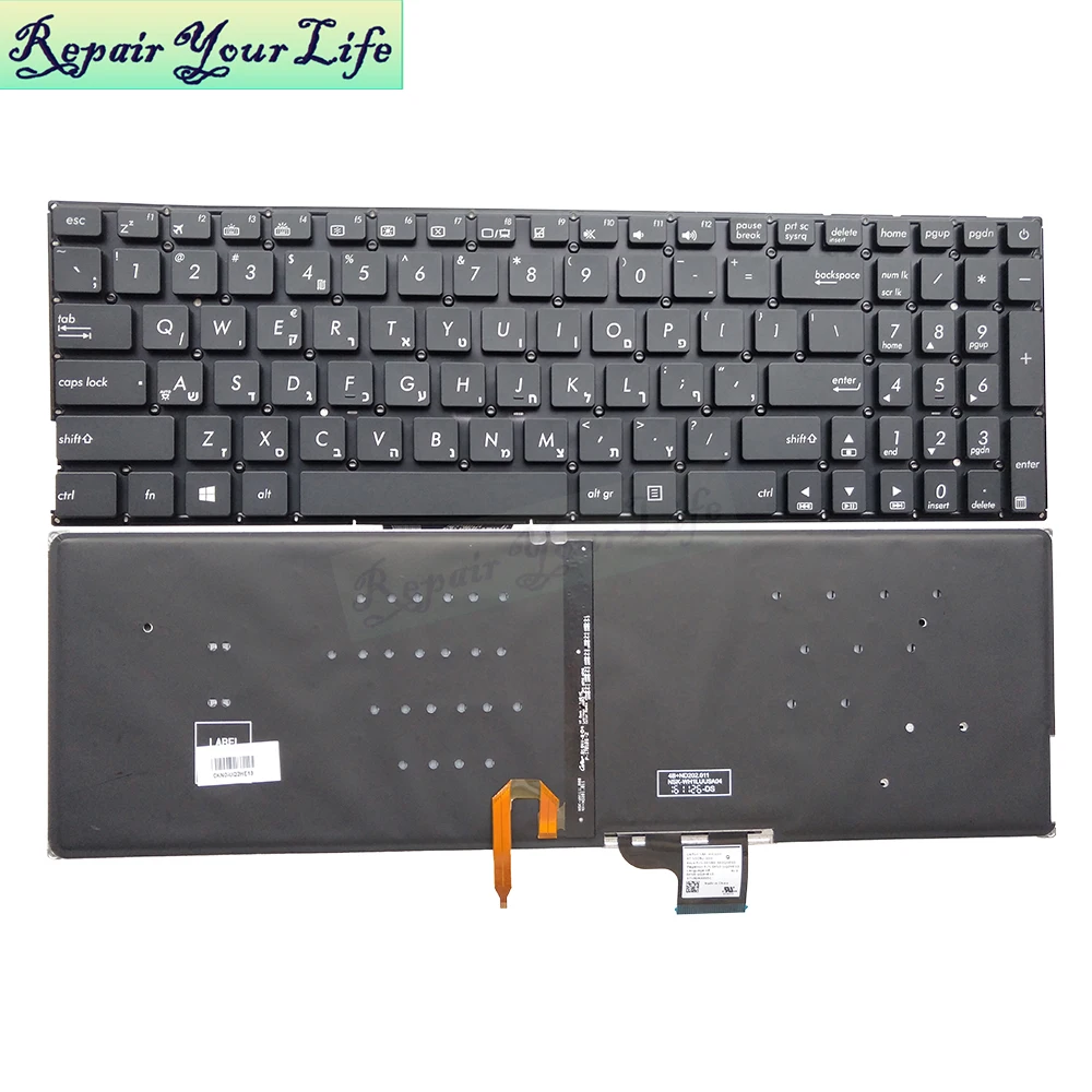 

UX510 Hebrew UA/Ukrainian Thai Backlit Keyboard for ASUS UX510UA UX510UW UX510UX UX510UWK UX510UXK V510U u5000u 662QHE00 UQ2HE13