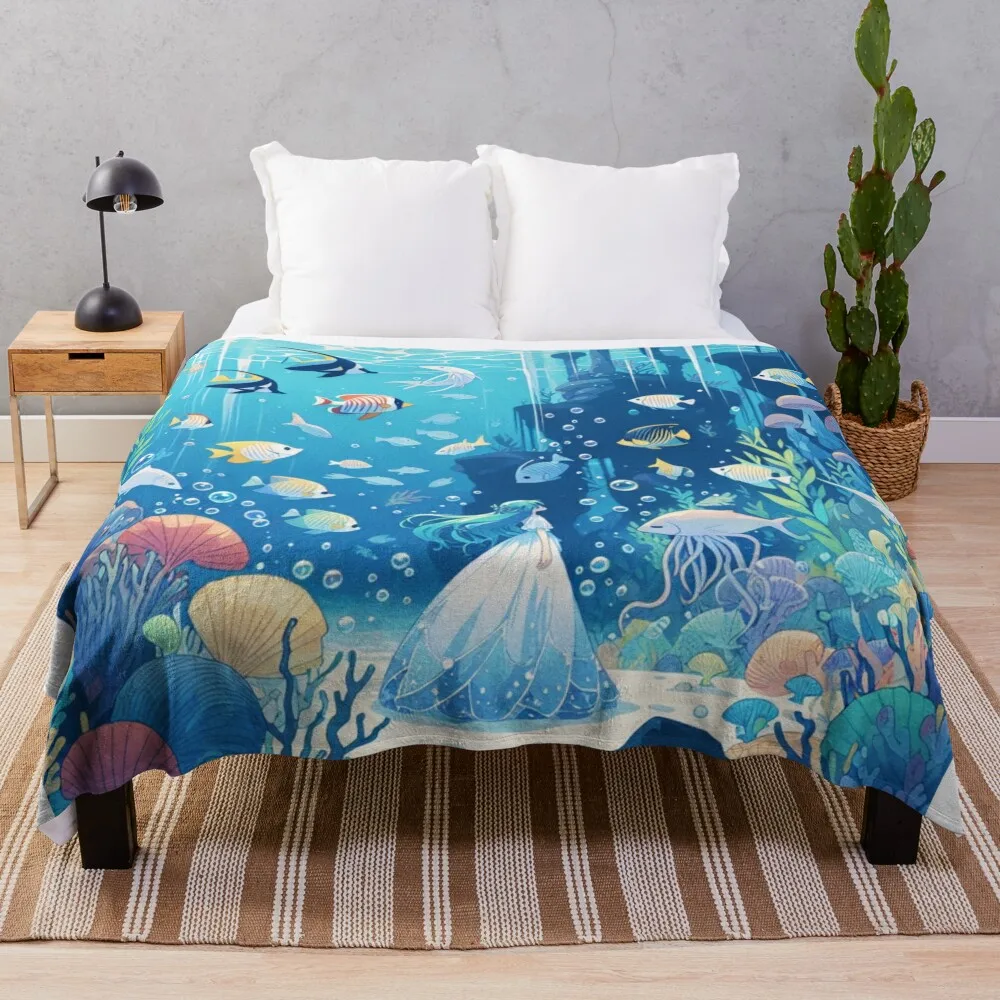 Enchanted Depths: A Siren's Shimmering Symphony Throw Blanket heavy to sleep Camping Hairys Blankets