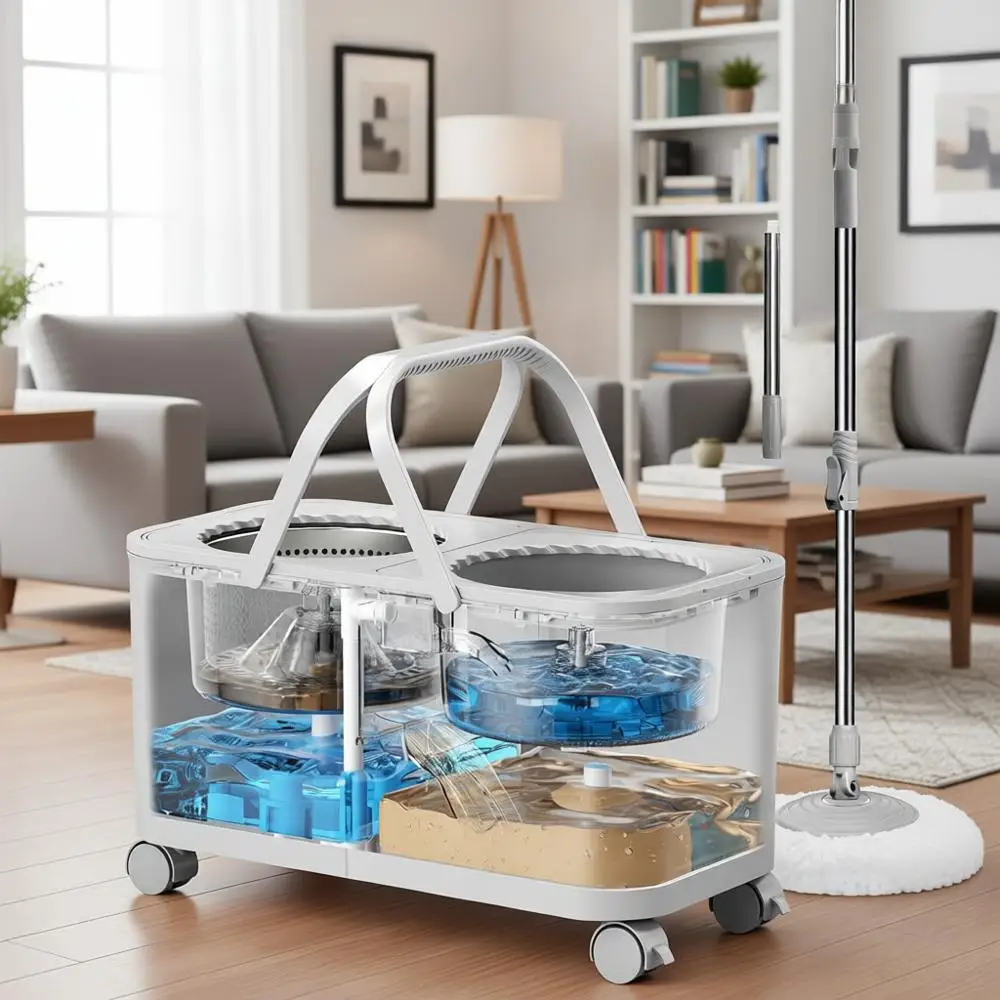 

360° Swivel Mop with Clean & Dirty Water Separation for Pet Owners and Daily Cleaning