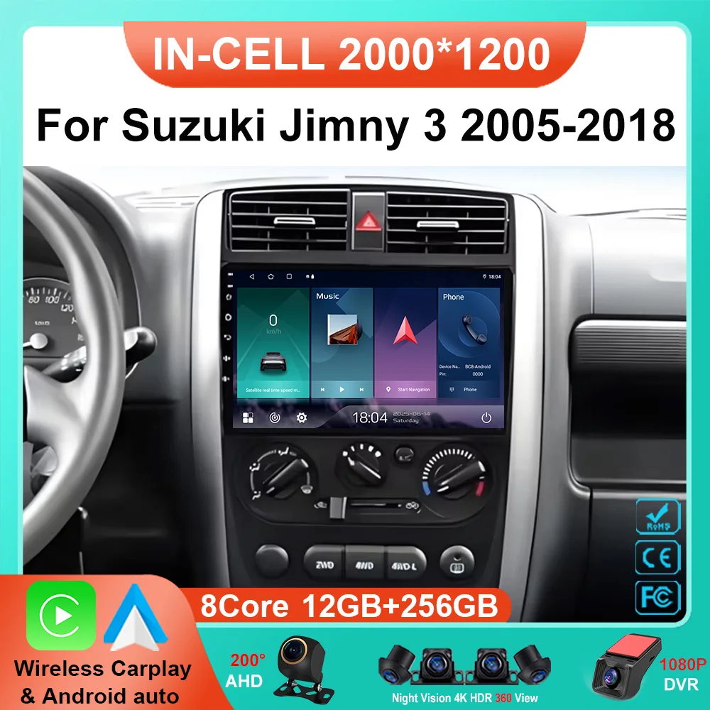 

Android 15 Carplay Auto Car Radio For Suzuki Jimny 3 2005-2016 2017 2018 2019 Multimedia Player GPS Stereo DSP WiFi+4G Head Unit
