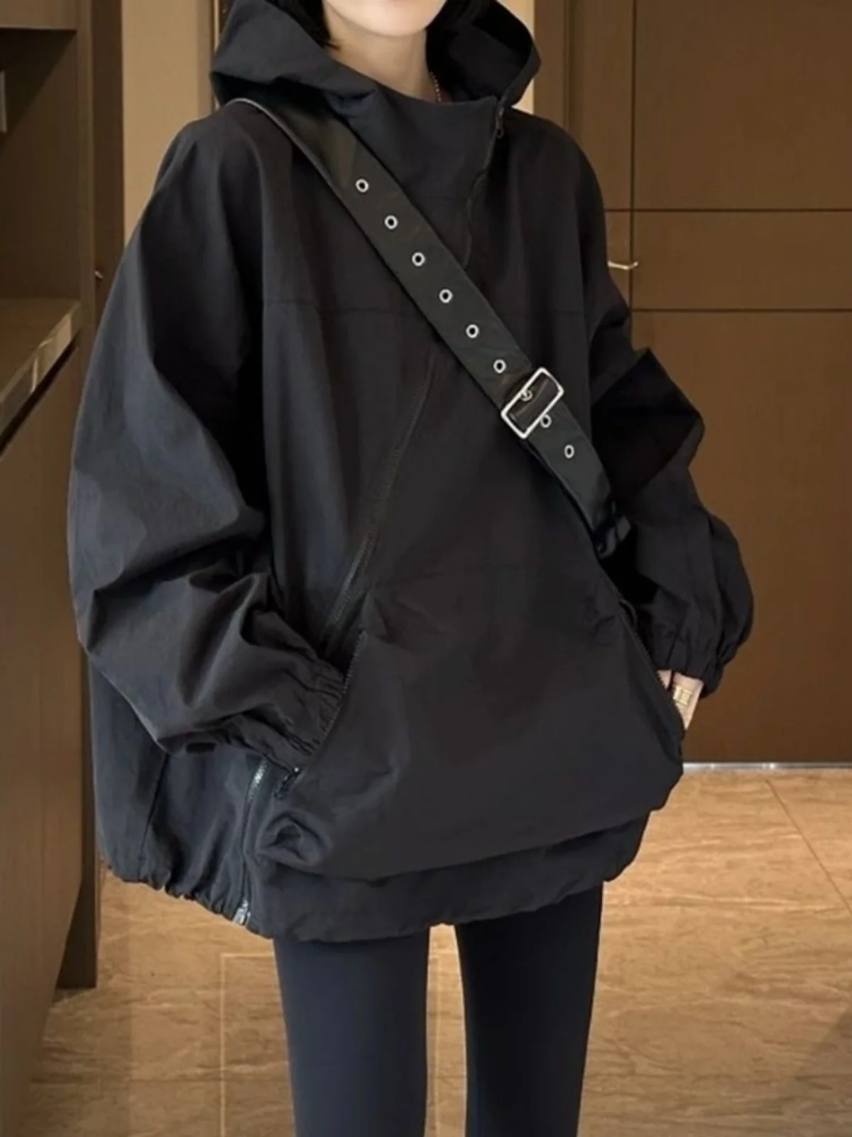 

Plus Size plus Size Women's Casual Hoodie Jaet Unique Diagonal Zipper Faionable Spring Autumn Outerwear Comfortable Polyester...