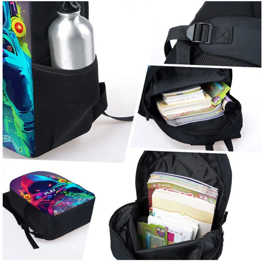 Cool GamePad Single Layer Backpack For Boy/Girls Children Best Gifts 2D Flat Cartoon Student School Bags