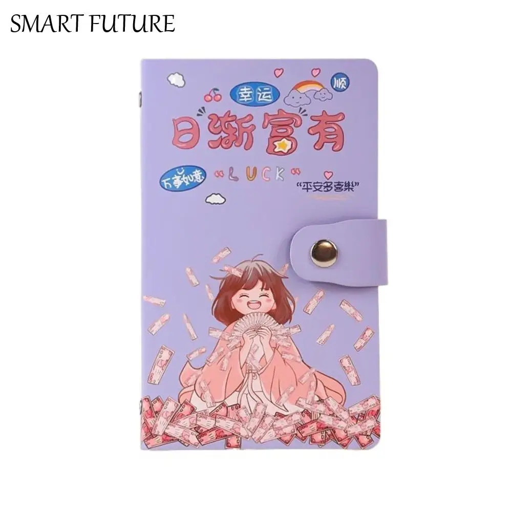 Carta dos desenhos animados 100 envelope desafio pasta 50 folhas carteira de armazenamento dinheiro orçamento caderno couro do plutônio envelopes de dinheiro