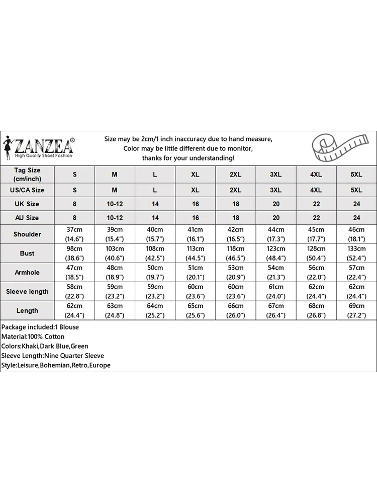 ZANZEA Fashion Autumn Shirt Spring Women Blouse Long Sleeve O Neck Cotton Blusas Streetwear OL Tunic Vintage Solid Color Tops