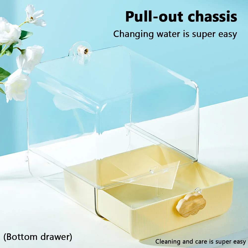 Clear Bird Bath Portable Shower For Most Birdcages Hanging Food Bowl Box Parrot Bird Bathing Tub For Lovebirds Parrots Parakeets