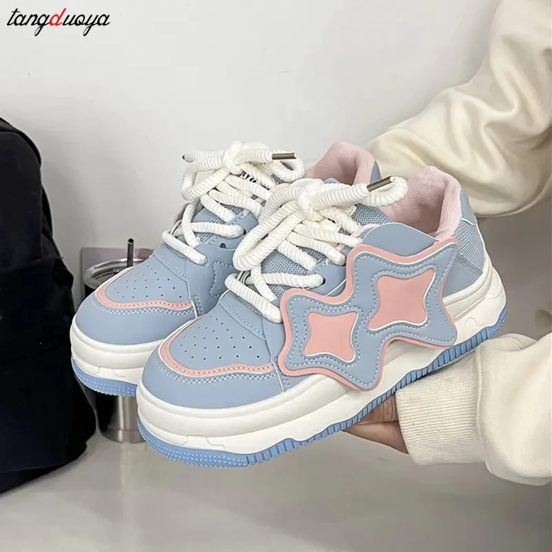 

2024 New Japanese Casual Canvas Kawaii blue Flat Women's Sneakers Platform Sports Shoes Vulcanize Running Lolita Tennis Fashion