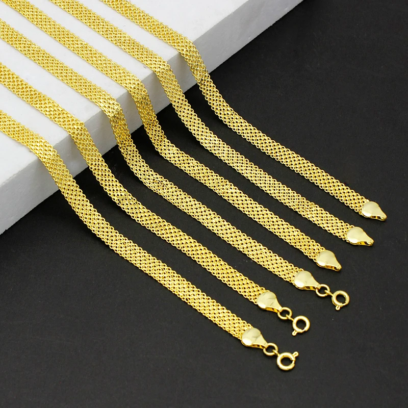 قلادة ربط سلاسل للنساء الرجال الذهب مطلي النحاس 45 سنتيمتر سميكة مجوهرات الأزياء ارتداء اليومي حفل زفاف هدية 5 صفوف