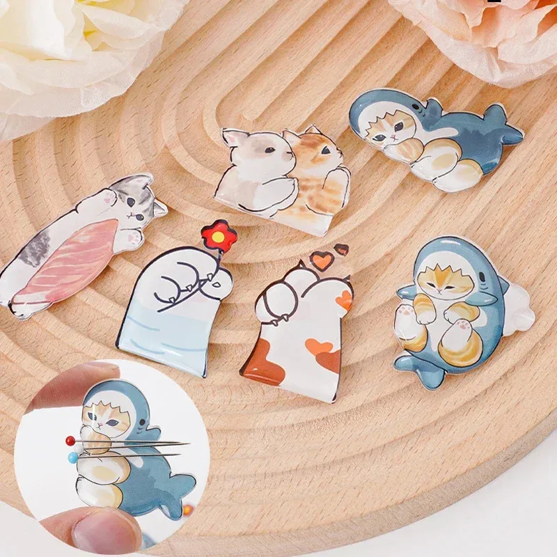 Aiguille acrylique chat mignon, 1 pièce, fil à coudre magnétique, tube d'aiguille, point de croix, fournitures d'aiguilles à broder.