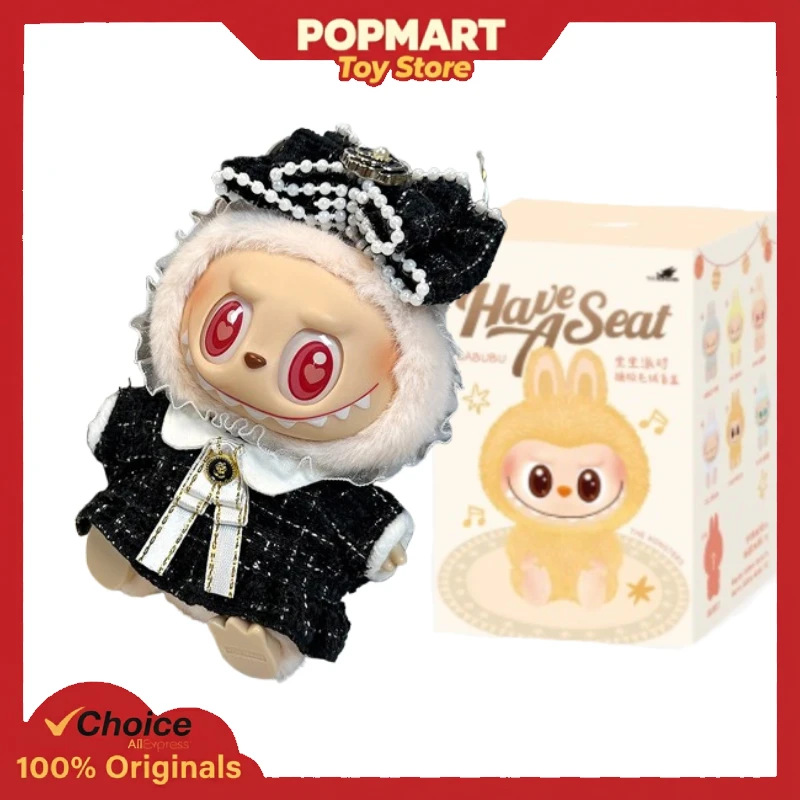 

POP MART LABUBU V2 Have a Seat, черный шикарный наряд, аутентичный набор кукол, оригинальная виниловая фигурка, коллекционная игрушка в подарок