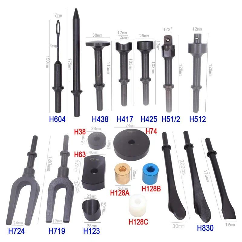 Pneumatic Ball Joint Auto Repair Tool Remover Flat Point Chisel Plane Air Hammer Bits Pneumatic Separating Fork Set