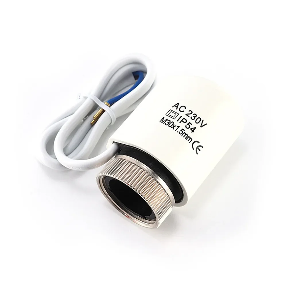 Atuador térmico elétrico para aquecimento radiante, válvula termostática do radiador, 0.9m cabo, AC 230V, normalmente fechado, M30 * 1.5mm, IP54