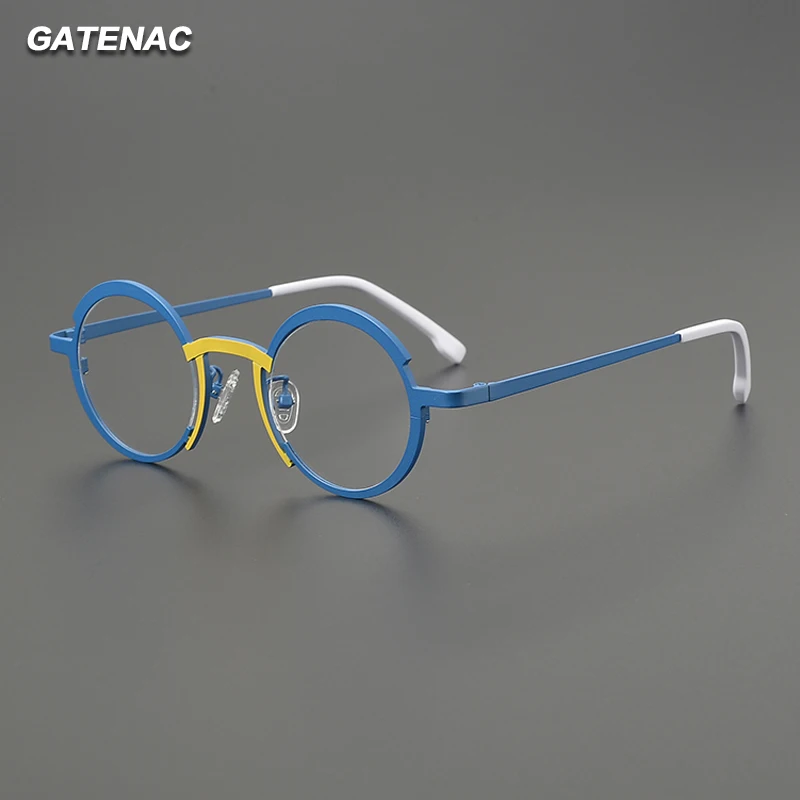 

Качественная оправа для очков из чистого титана, мужские круглые очки для чтения, оправа для очков по рецепту, женские роскошные брендовые дизайнерские очки