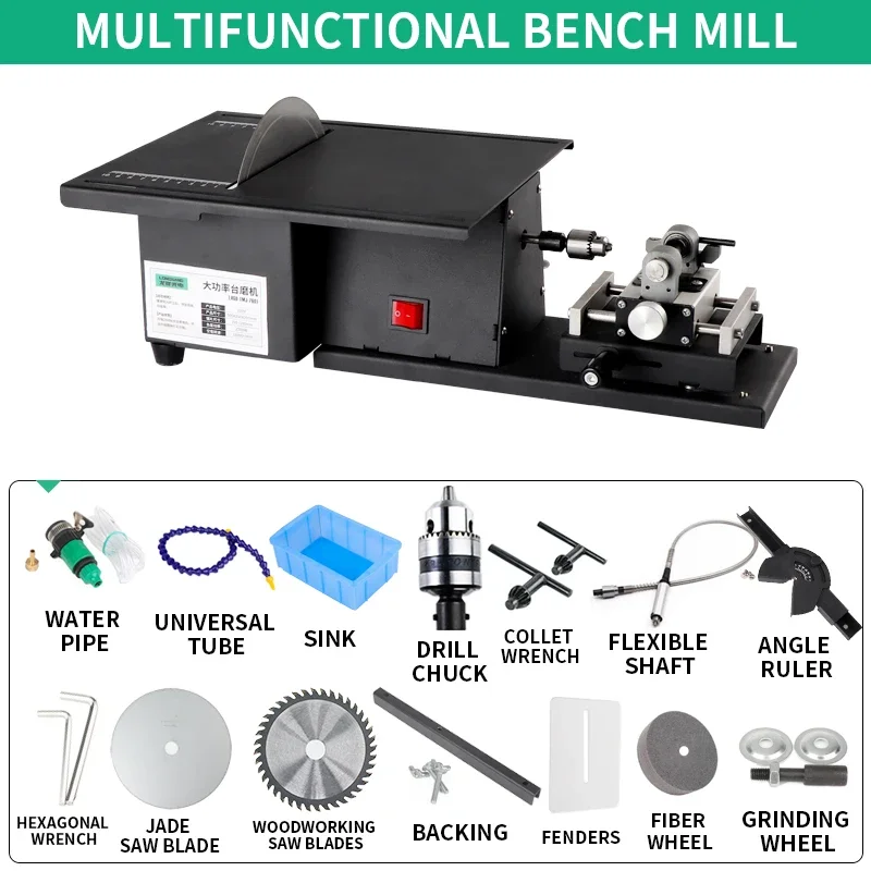 2500W Multifunctional Jade Grinding and Cutting machine, Small Table Grinding and Engraving machine, Table Saw, Jade Polishing T