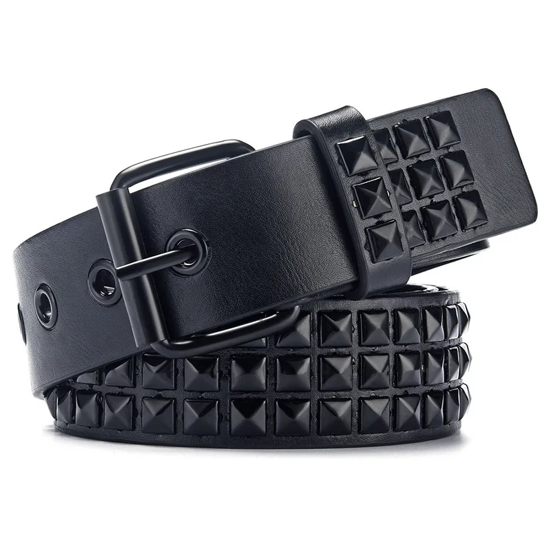 mens luxury fashion soft leather rivets belts party nightclub dress pin buckle studded belt women trendy sash designer waistband