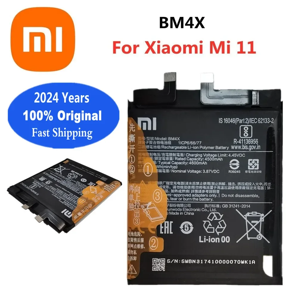 

2024 Years Original Battery For Xiaomi11 Xiaomi 11 Mi 11 Mi11 BM4X 4600mAh Mobile Phone Battery Batteries In Stock Fast Shipping