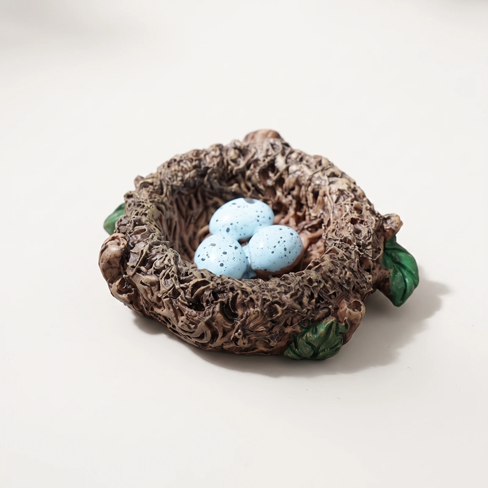 Bird Nest with Eggs Decorative Ornament Miniature Compact Decor Natural for Crafters, Fairy Gardens, Succulent Pots