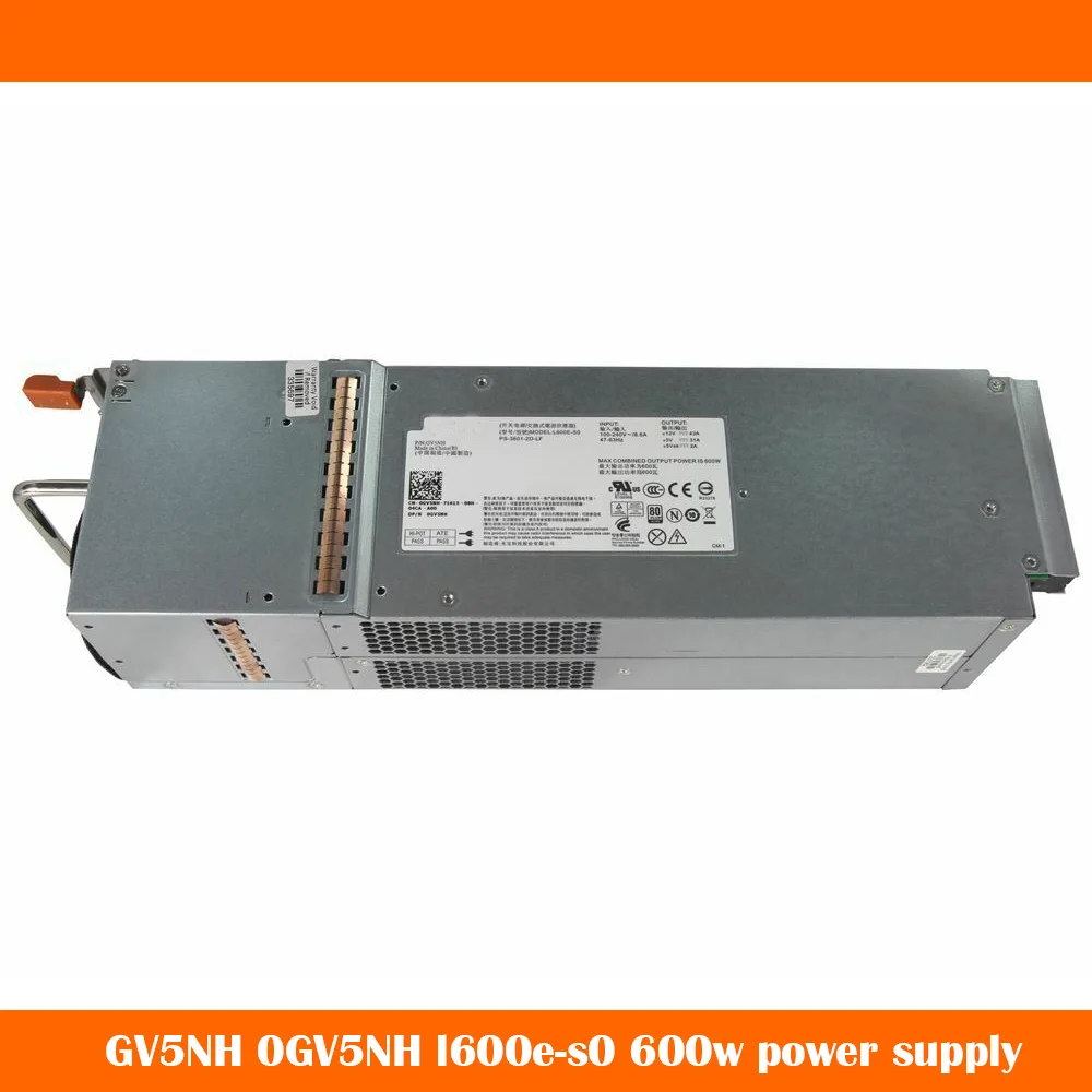 Original For  DELL MD3200 MD3800 MD1200 Power Supply T307M NFCG1 GN7YJ GV5NH L600E-S0 600W，100% Tested BeforeShipment