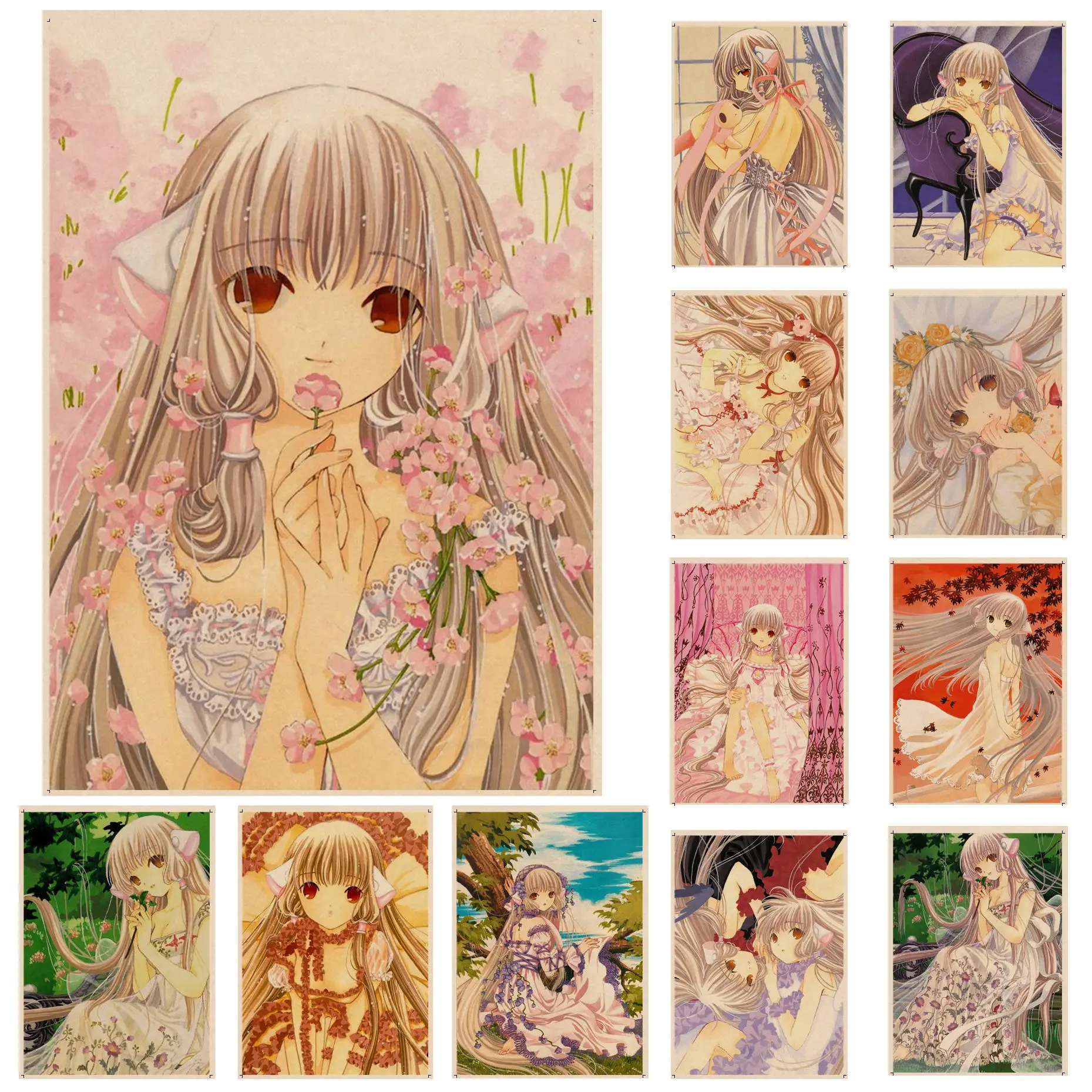 

Anime Chobits Retro Kraft Paper Poster Kraft Paper Sticker Home Bar Cafe Wall Decor