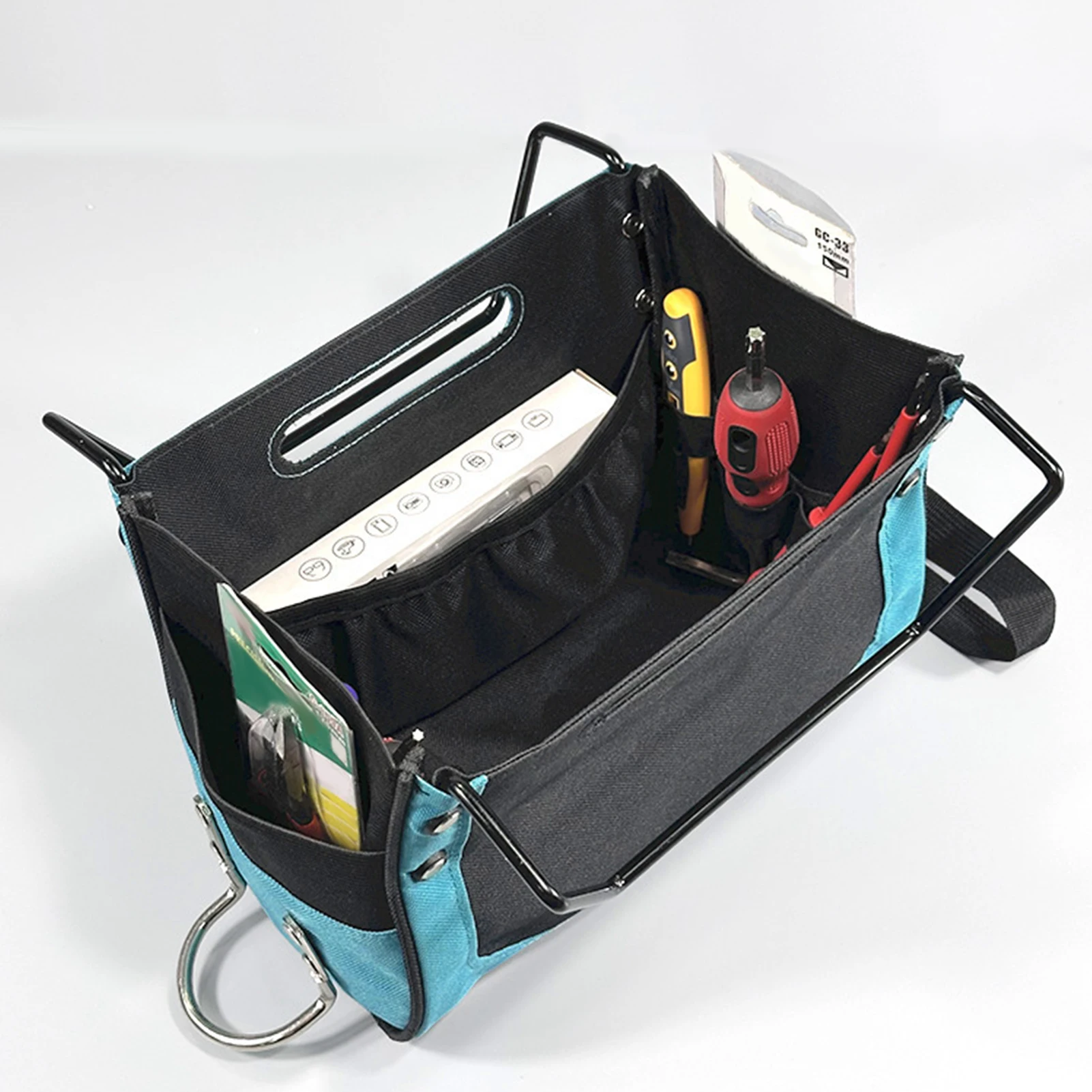 600D Oxford Fabric Tool Organizer Bag Ladder Tool Pouch with Multiple Pockets Quick-Release Buckle for Easy Access to RepairTool