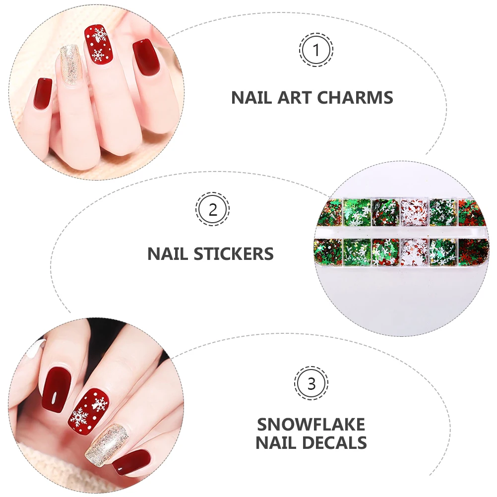 

4 Boxes Christmas Sequin Patch Nail Art Decoration Manicure Sequins Xmas Decal Supplies Stickers Decals Snowflake