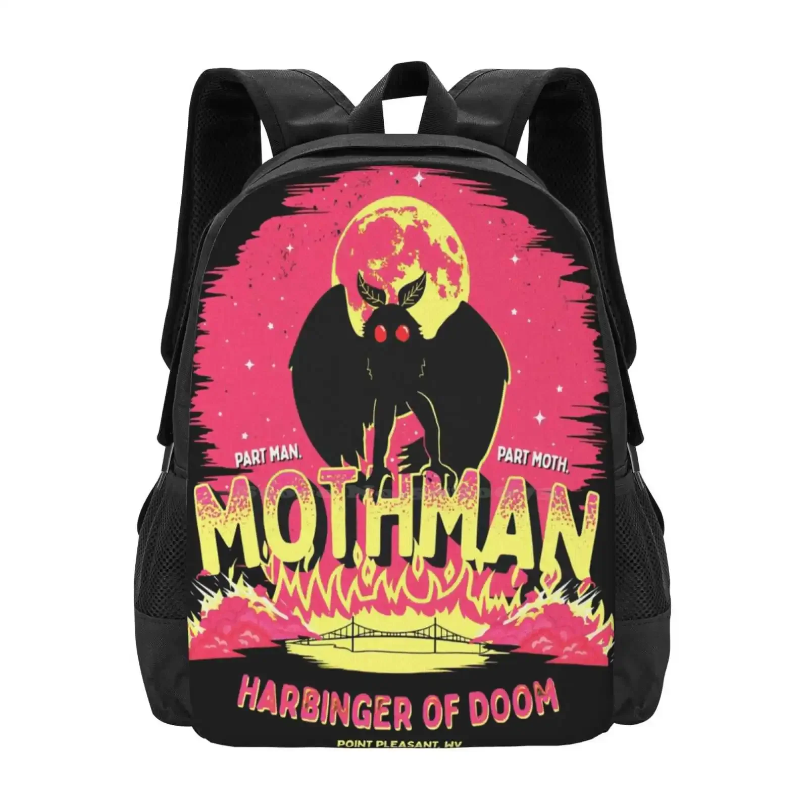 

Mothman Hot Sale Schoolbag Backpack Fashion Bags Mothman Part Man Part Moth Harbinger Of Funny Cryptid Fortean Cryptozoology