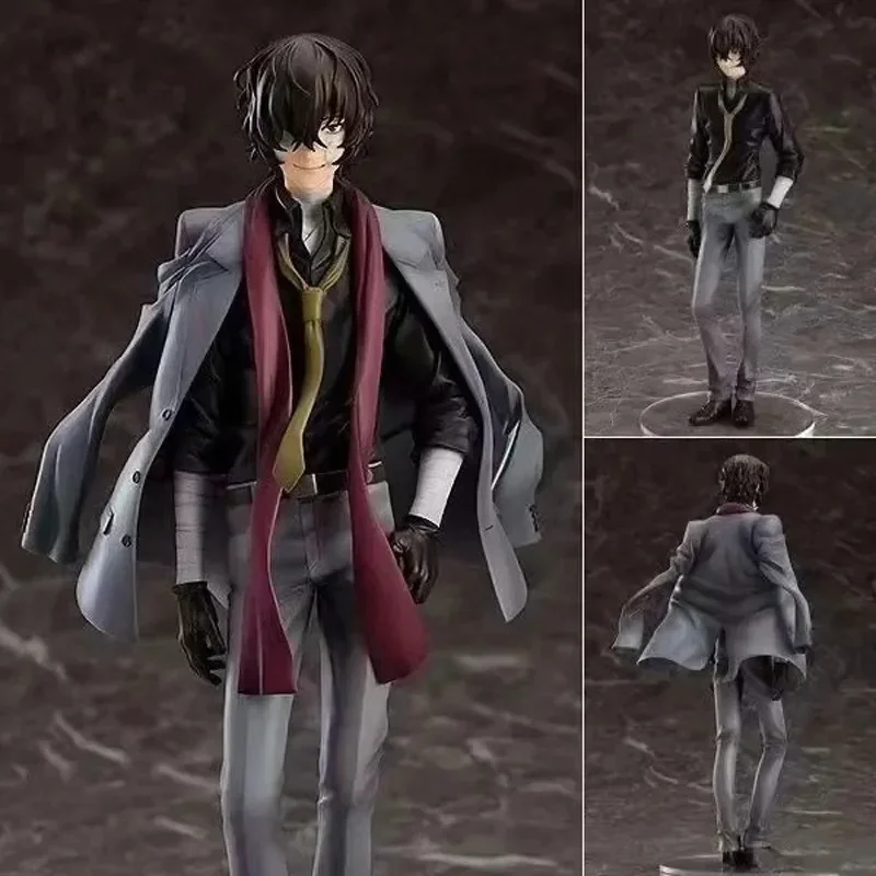 Bungo Stray Dogs Dazai Osamu Model Anime Figure, Uniforme en noir, Interchangeable, Décoration britannique, Jouets à collectionner, Boîte en PVC, 23cm