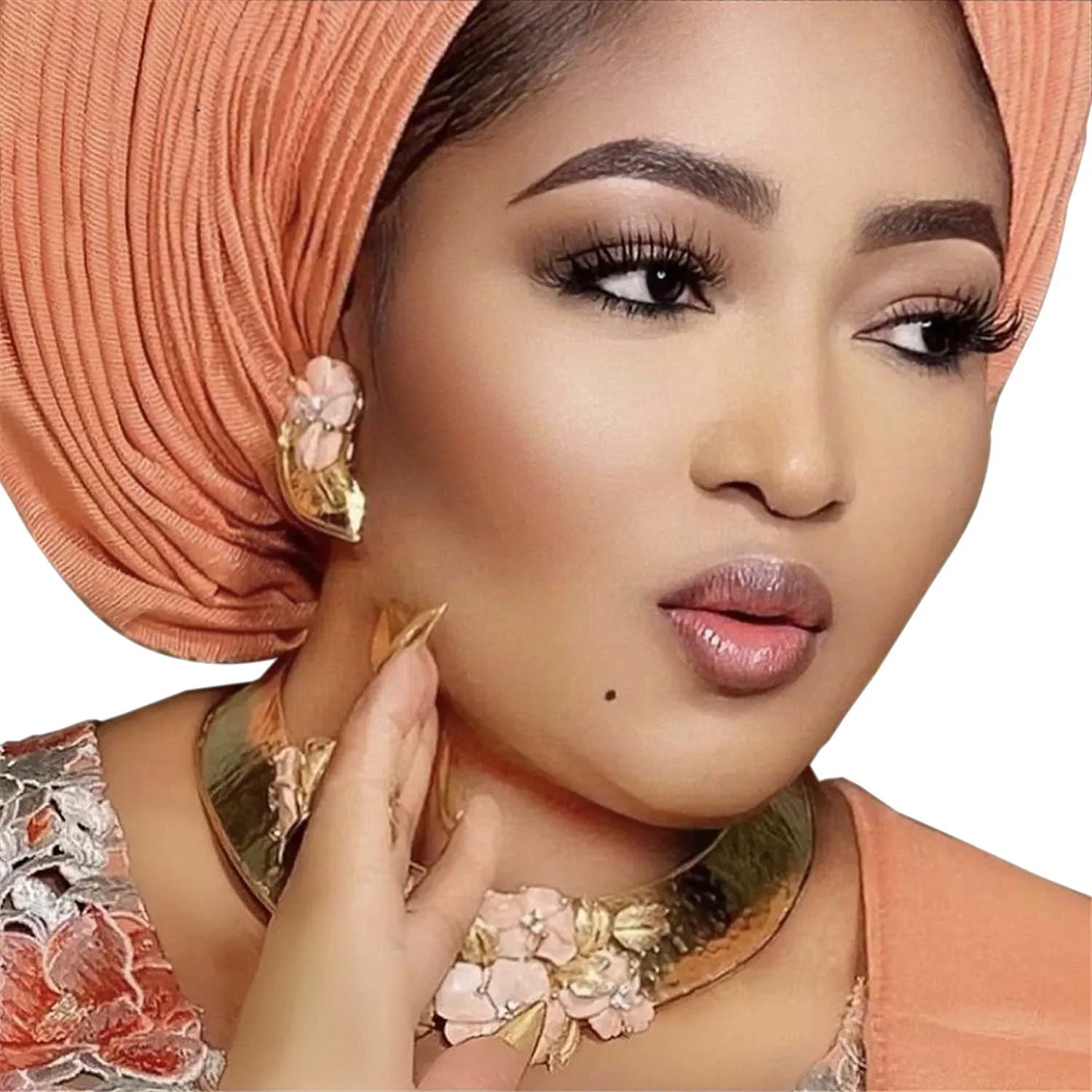 

Yulaili Exquisite Women's Pink Flower Gold African Bead Necklace Brazilian Earrings Rings Beautiful Bridal Wedding Accessories