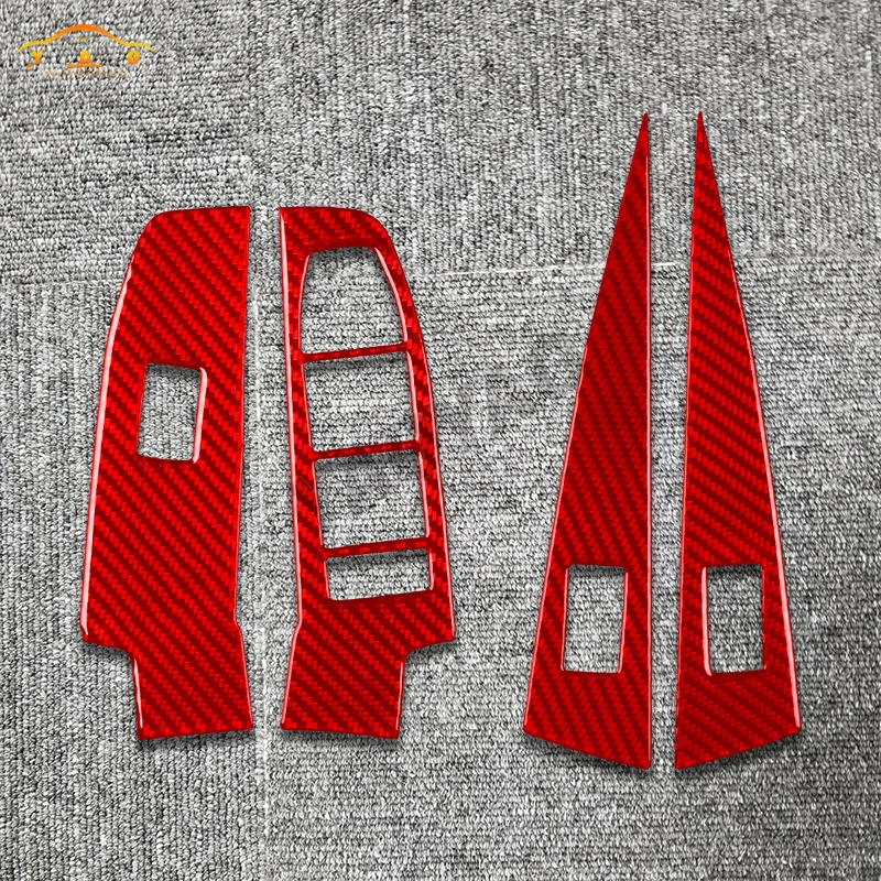 

Real Carbon Fiber Window Switch Panel Front Door Protector Car Accessories Sticker For BMW 5 Series i5 G60 G68 2024 2025