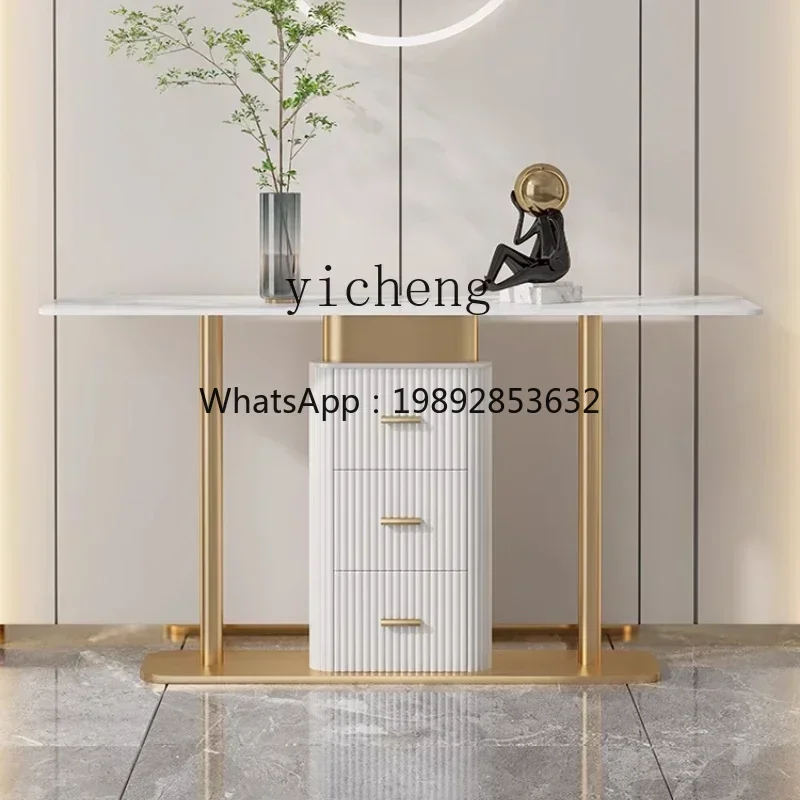 light luxury entrance cabinet simple modern entrance hall entry plan art against  wall rock slab entrance table decoration