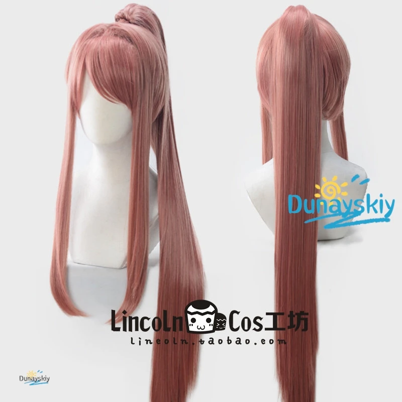 DDLC Monika Character Cosplay Wig Long Natural Ponytail 80 100cm with Bow Accessory Heat Resistant Wig for Halloween Outfits view 5
